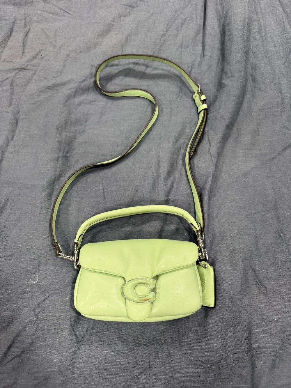 Coach pillow tabby 18 in pale pistachio